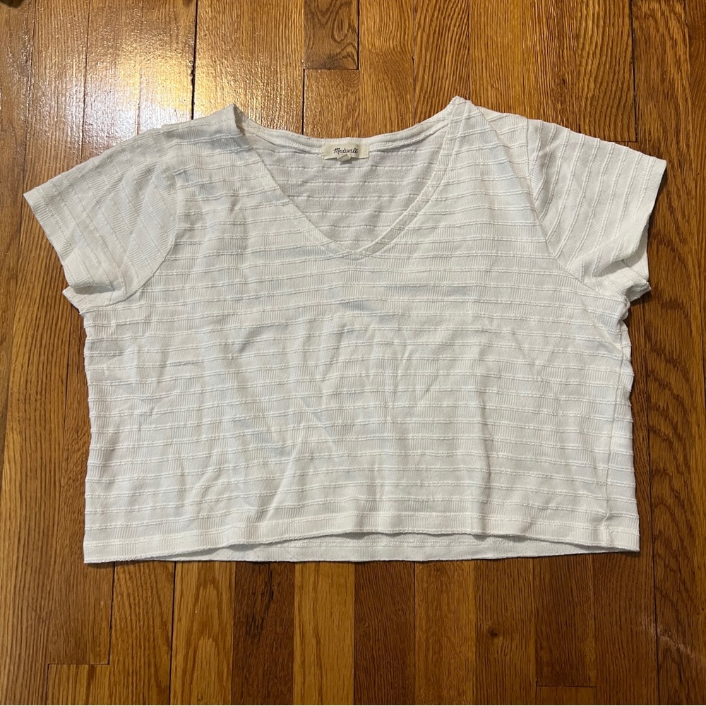 Madewell Textured Ivory V-Neck Setlist Boxy Top
